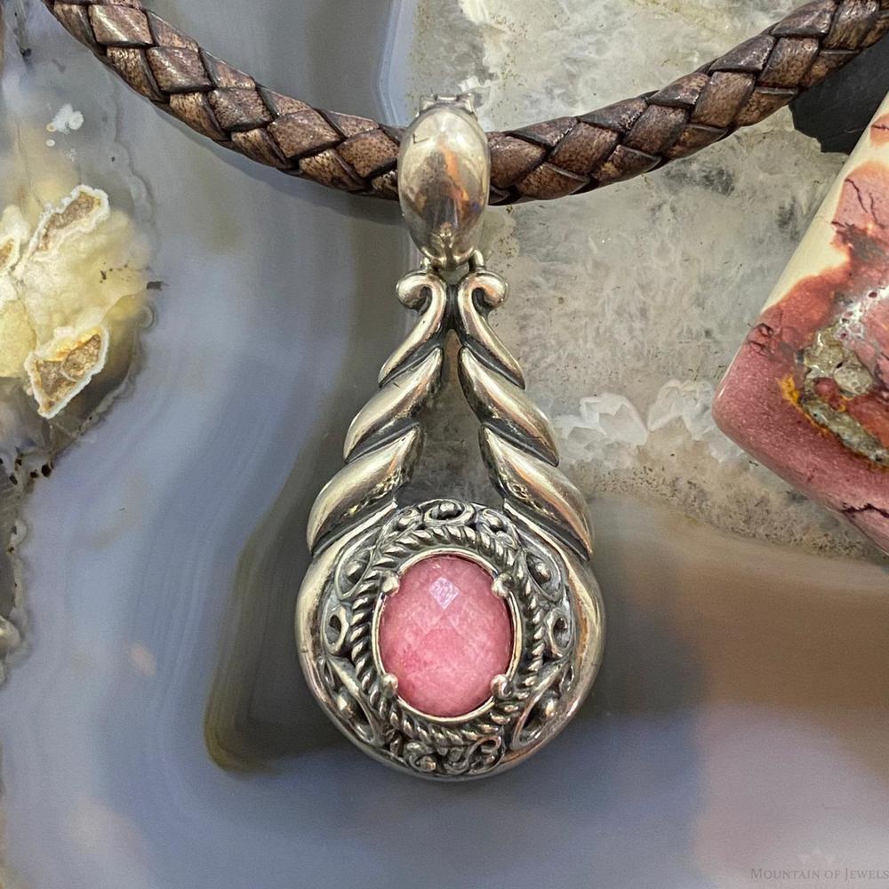 Carolyn Pollack Sterling Rhodonite Doublet Decorated Enhancer Pendant For Women